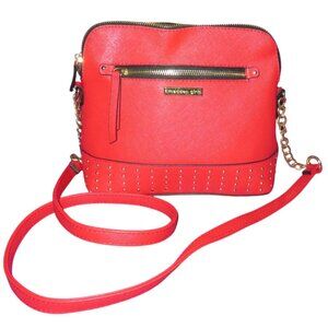 Steve Madden Girl Vibrant Red Vegan Leather Gold Studded Crossbody Bag NWOT